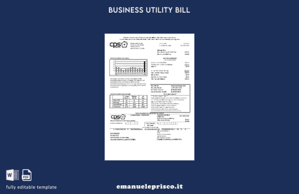 modello di bolletta delle utenze USA CPS ENERGY in stile verificato